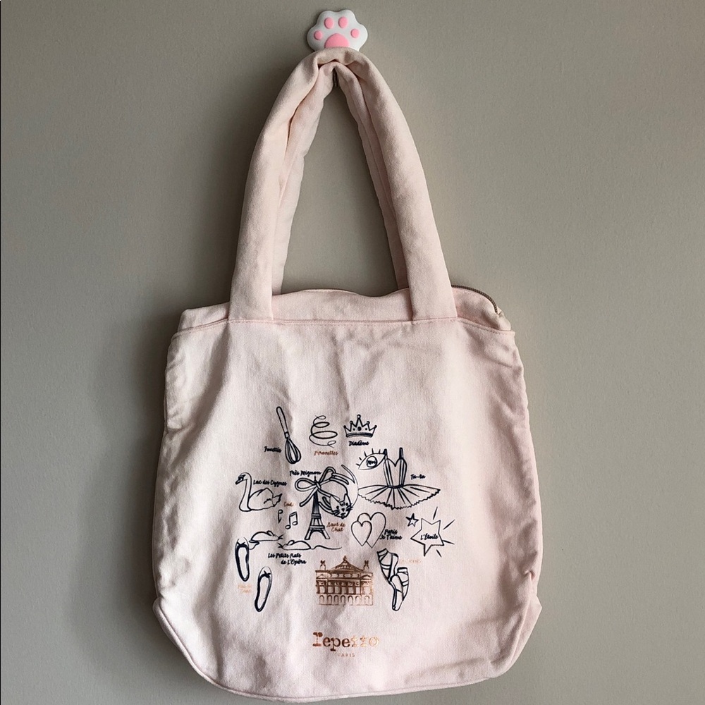 NWOT Rare Repetto Blush Pink Scene Canvas Tote 🦢🩰💕